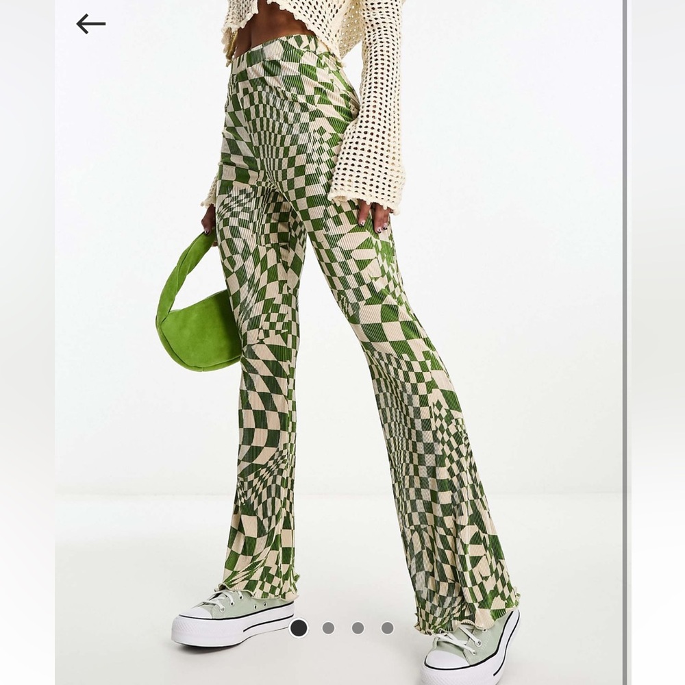 ASOS DESIGN Checkerboard Plisse Flare Pants